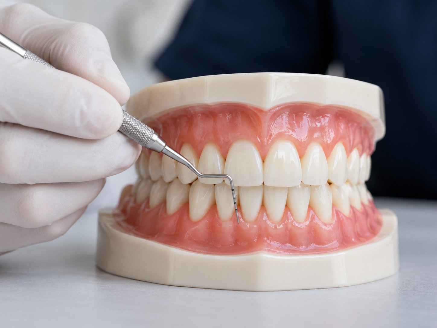 Modelo odontológico com foco na gengiva